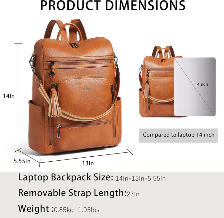 Shrrie - Mochila de cuero vegano para laptop para mujer de 14 pulga...