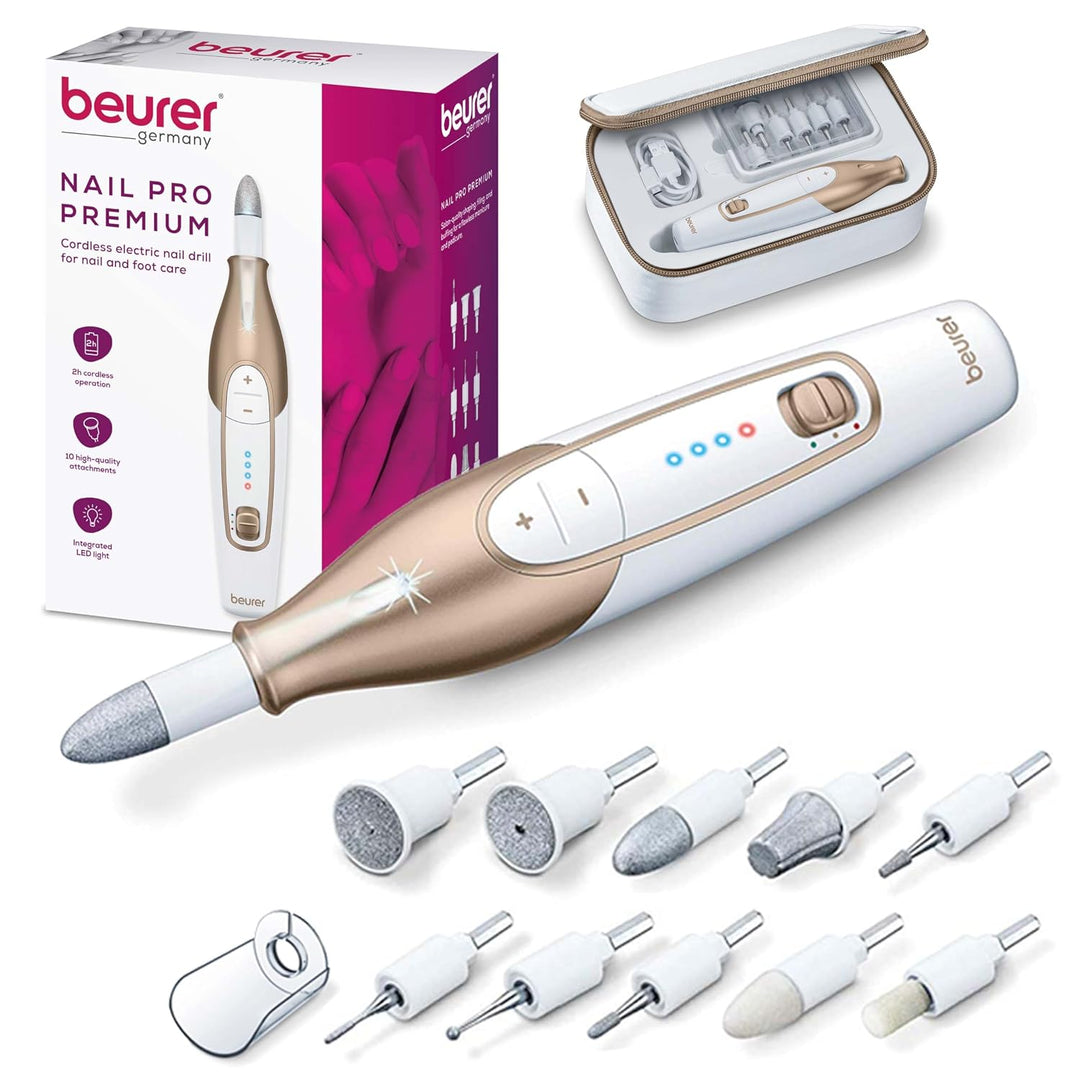 Kit de taladro de uñas Beurer MP64, lima de uñas eléctrica inalámbr...