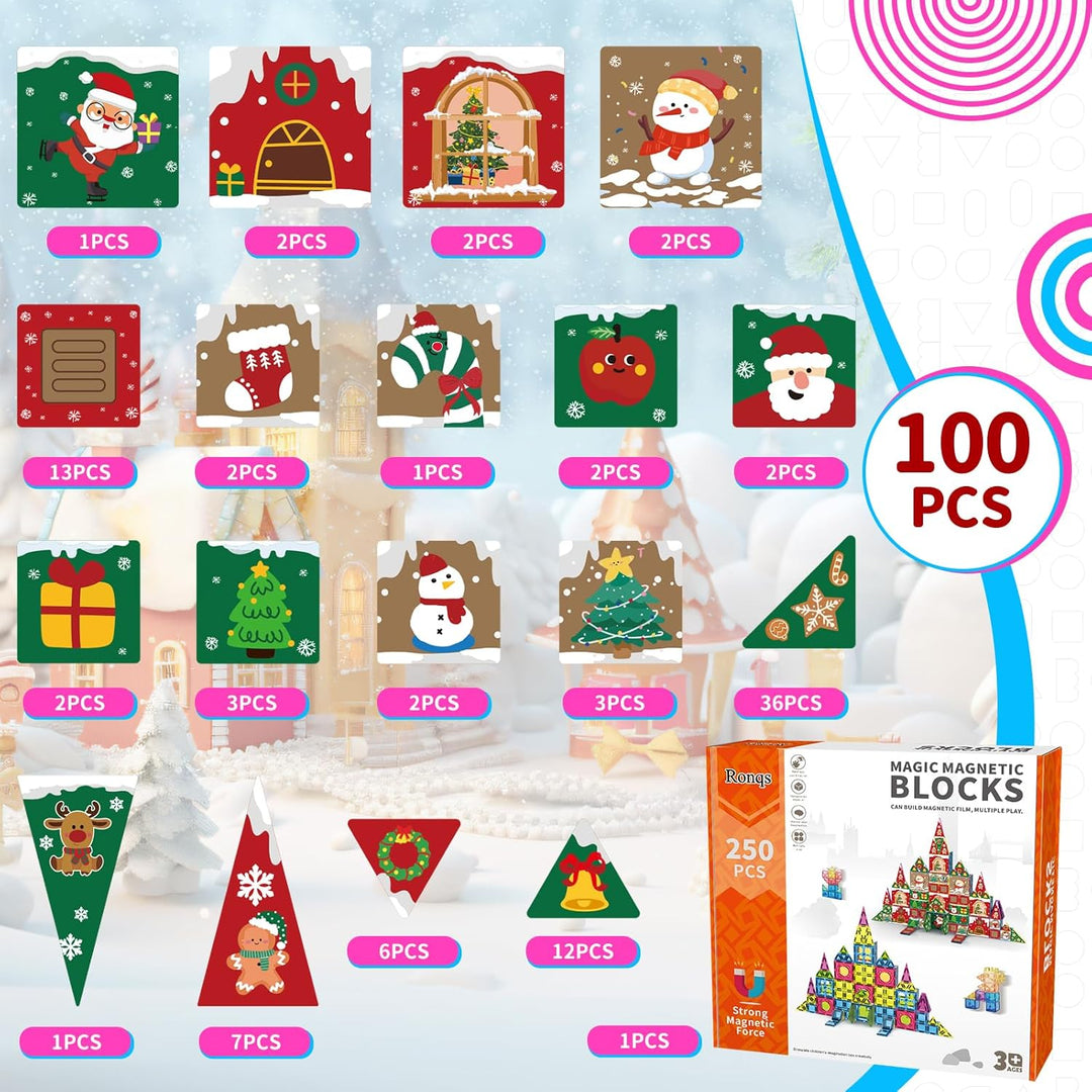 Ronqs 250 PCS Azulejos Magnéticos Educativos 3D STEM para Niños Blo...