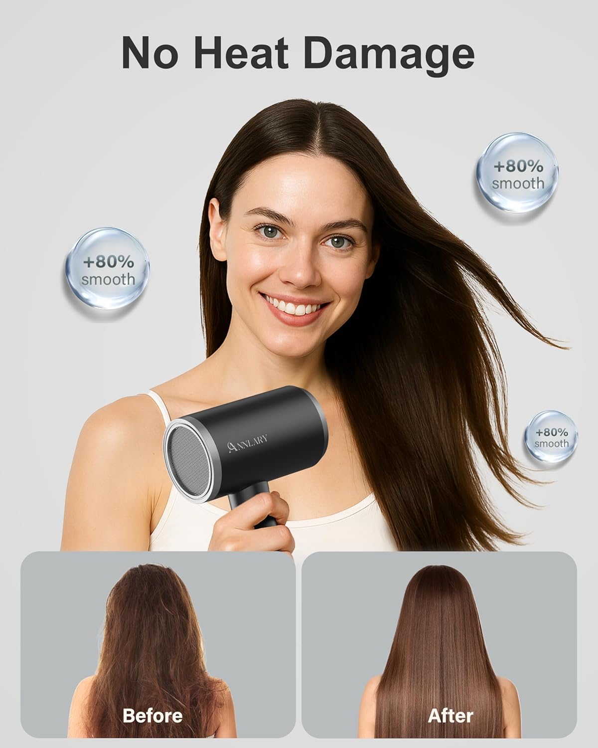 ANNLARY Secador de pelo de viaje de doble voltaje con difusor y pei...