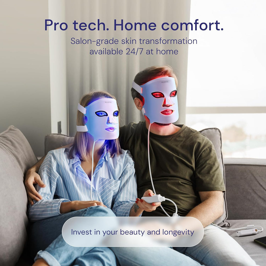 LUSTRE - Máscara facial LED para terapia de luz, máscara de luz roj...