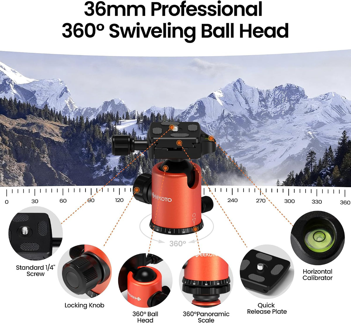 Trípode de 77 pulgadas, trípode de cámara para DSLR, trípode de aluminio compacto con cabezal de bola de 360 grados y carga de 17.6 lbs para viajes y trabajo