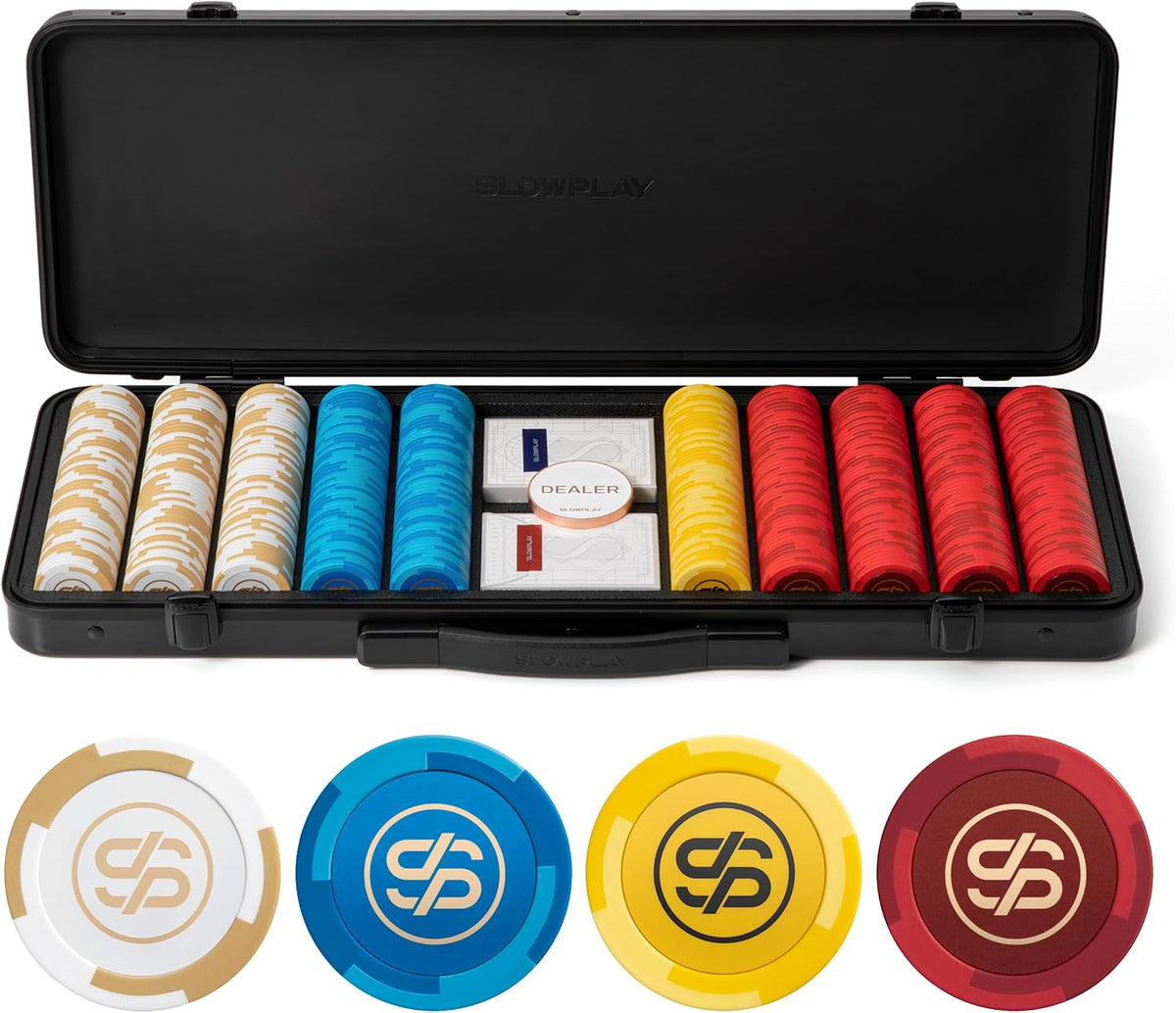 SLOWPLAY Godel Clay Poker Set, Fichas de arcilla de 14 g y 40 mm para Texas Hold'em