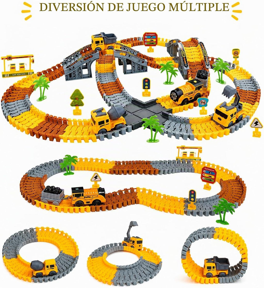 Construction Race Track Set 235 Pcs Toy para Kids 3-8 Flexible DIY Road Toy