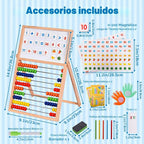 Ábaco de madera para matemáticas para niños - Pizarra negra de doble cara para niños pequeños
