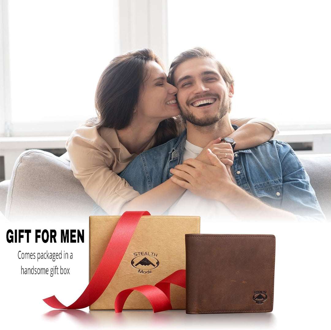 Stealth Mode Billetera de cuero para hombre. Billetera con RFID + 8...
