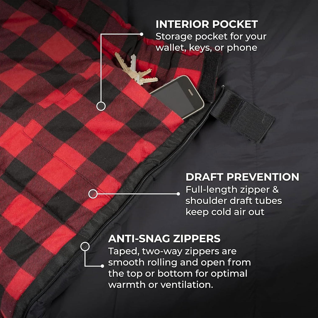 Teton Celsius XXL Sleeping Bag, Bolsas de Dormir para Clima Frío para Adultos y Niños, Acampar Fácil y Abrigado. Incluye Sacó de Compresión
