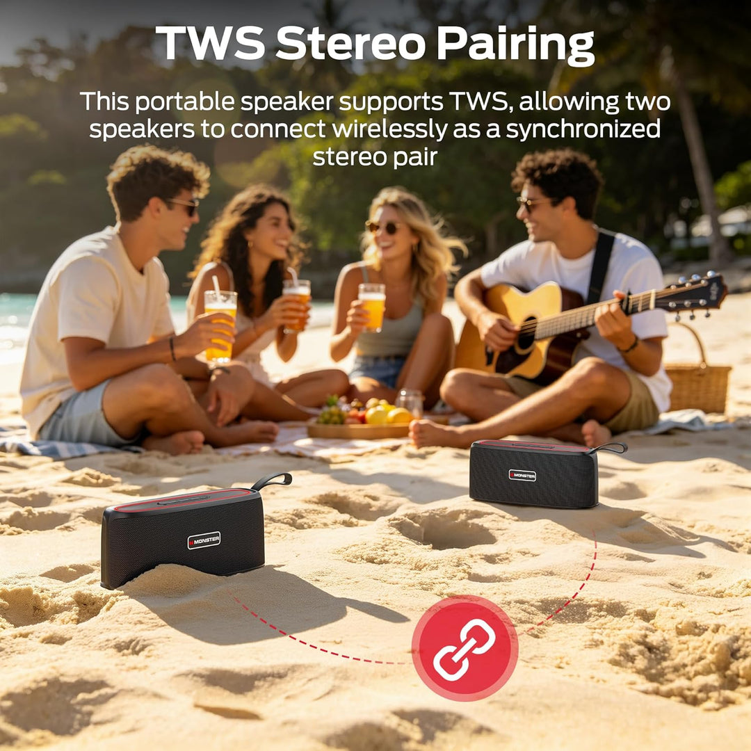 Monster Shock Altavoz Bluetooth portátil, altavoz inalámbrico verda...
