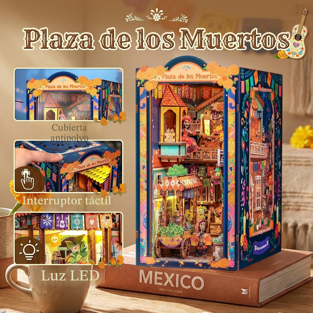 CUTEBEE Kit de rincón de libro, rompecabezas de madera 3D en miniatura para