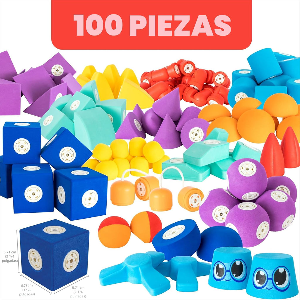Blockaroo Juego de bloques de construcción de espuma magnética de 100