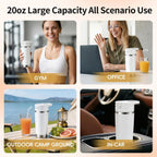 Licuadora portátil con vaso aislado al vacío, licuadora personal recargable inalámbrica de 20 onzas, botella de mezcla de acero inoxidable de 120 W para batidos y batidos, sin BPA, color