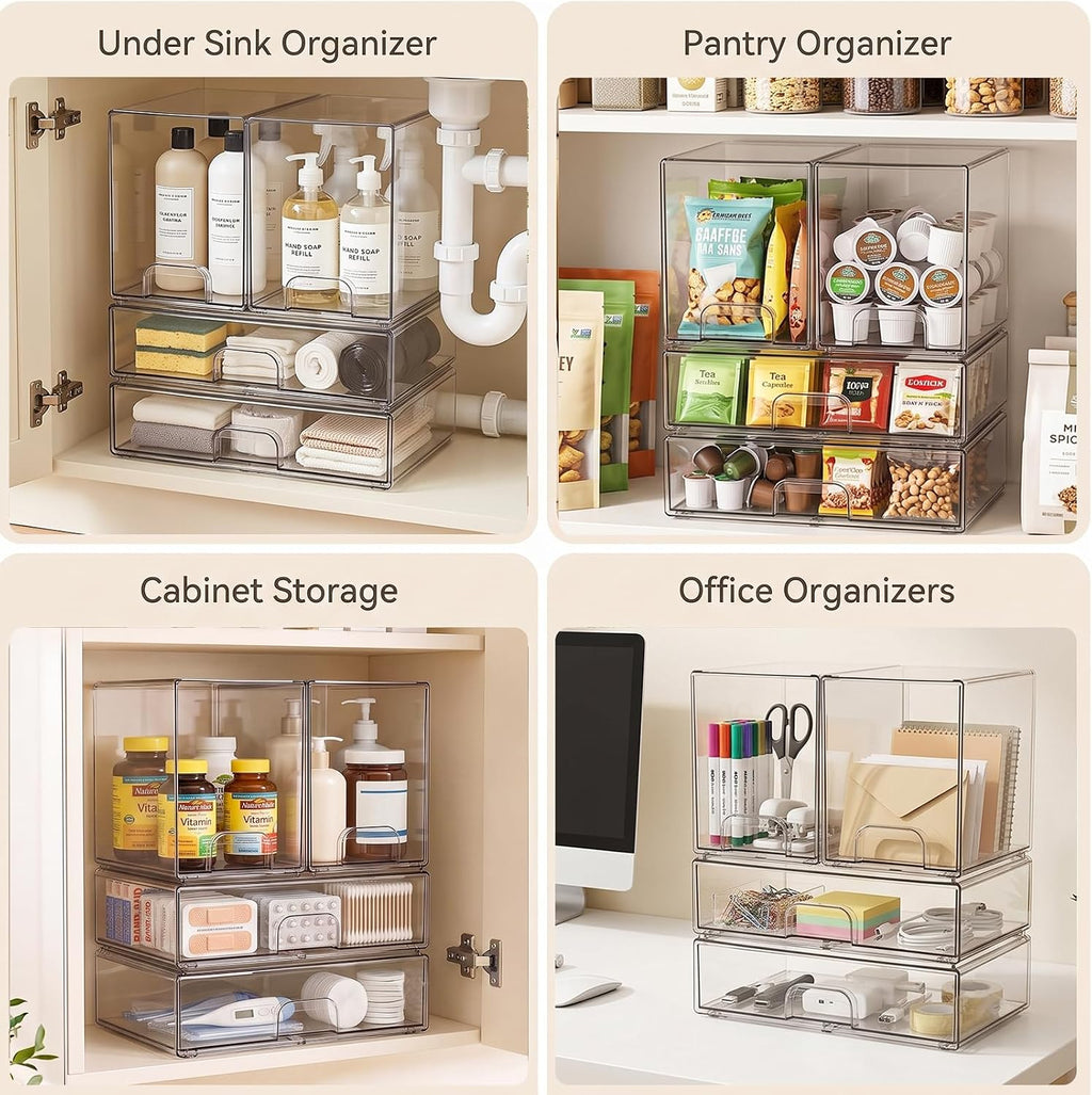 Cajones de almacenamiento apilables transparentes: cubos