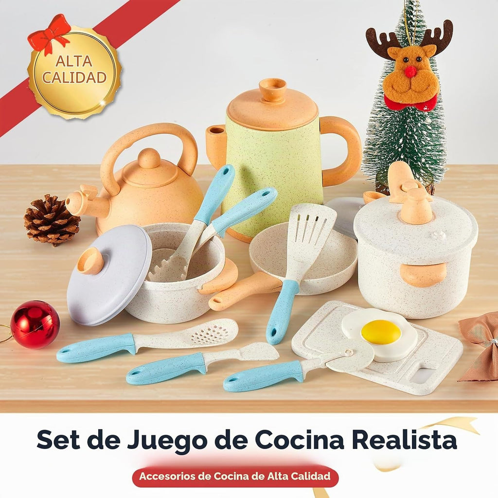 Play Kitchen Pots y Pans Set, Pretend Play Utensils Accessories