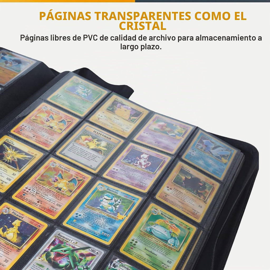 X PRO - Carpeta para tarjetas de más de 1000 tarjetas, viene con 200 fundas para tarjetas, compatible con TCG, Sports, MTG y más, carpeta de 16 bolsillos para tarjetas, carpeta TCG
