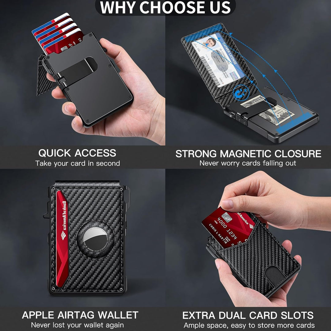 KIKVES Billetera para Airtag para hombre, tarjetero para AirTag con...