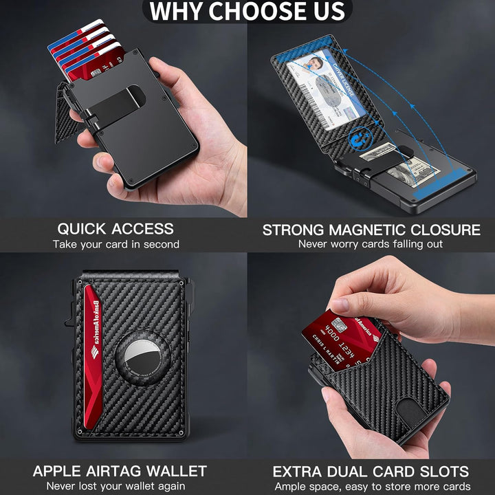 KIKVES Billetera para Airtag para hombre, tarjetero para AirTag con...
