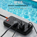 Regleta de alimentación para exteriores resistente a la intemperie, cable