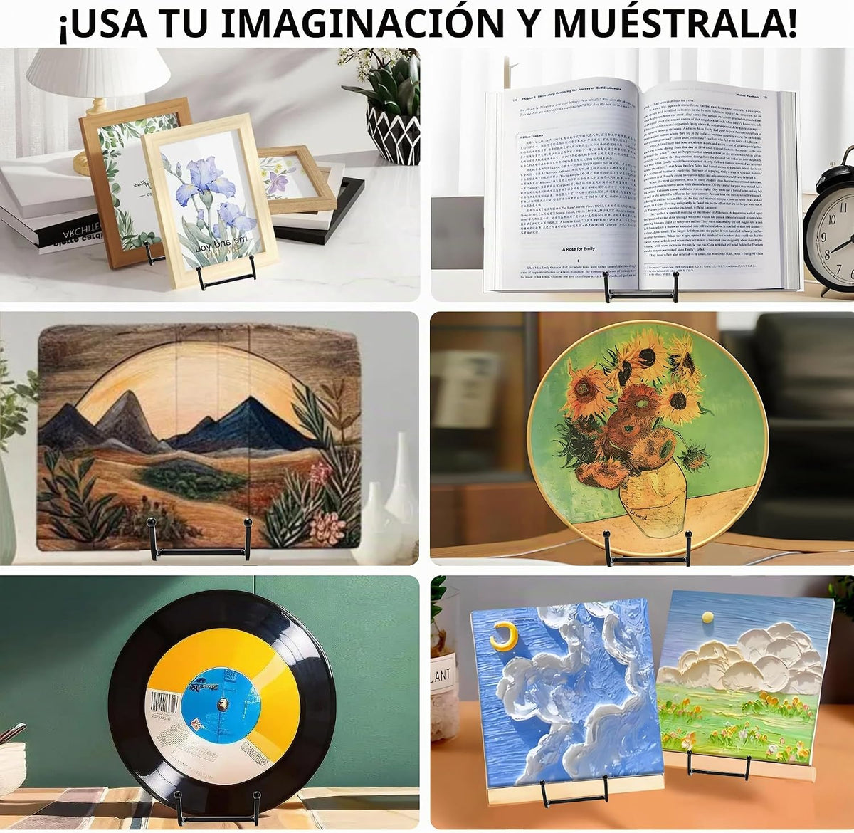 18 piezas de soportes de placa de 4.5 pulgadas para exhibición, soportes de placa de metal para exhibición que pueden usarse para soporte de fotos, soportes de libro para exhibición, soportes de