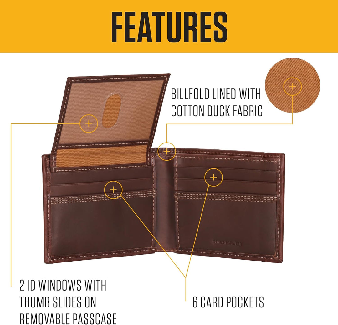 Carhartt Cartera de cuero para hombre con triple puntada, cuero dur...