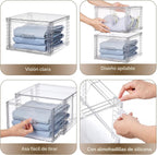 Vtopmart Paquete de 4 Cajones Apilables Transparentes para Armario 15QT, Medianos