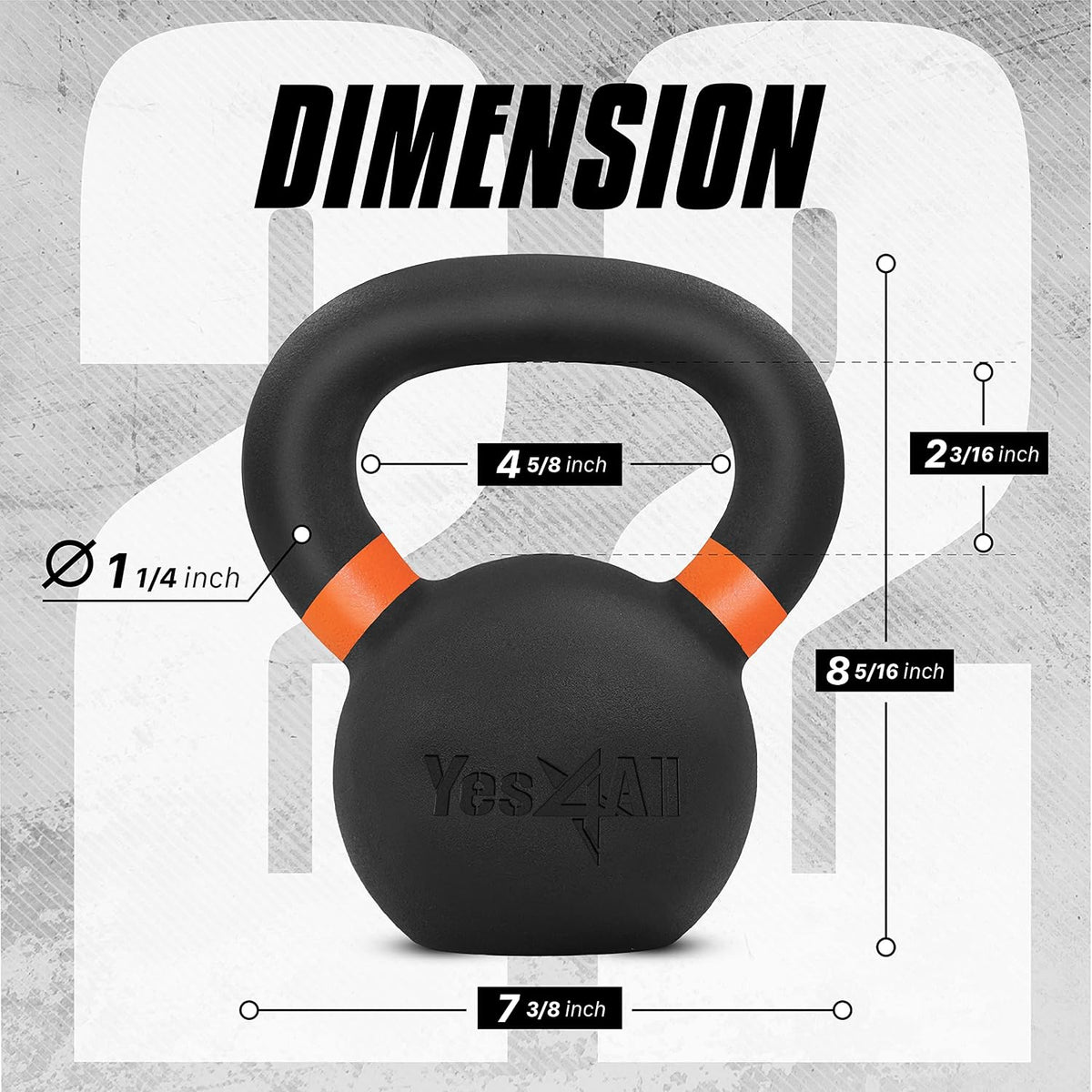 Yes4All Kettlebell con Recubrimiento en Polvo, Pesos de 9-88 lb de Hierro Fundido