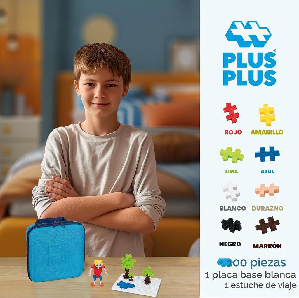 PLUS PLUS Estuche de viaje, mezcla básica de 100 piezas, mini bloques de