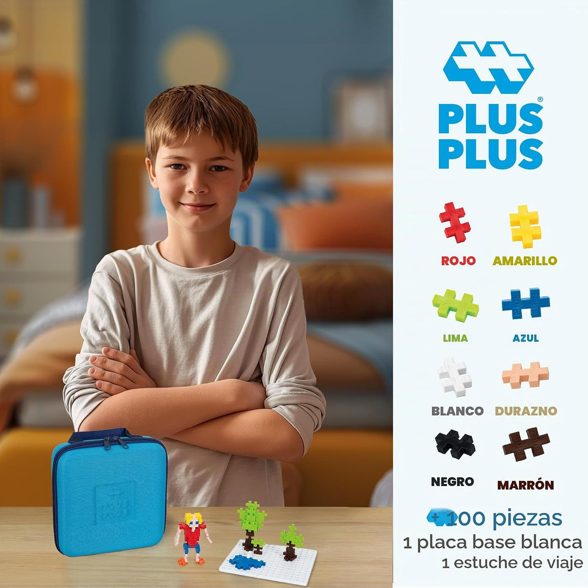 PLUS PLUS Estuche de viaje, mezcla básica de 100 piezas, mini bloques de