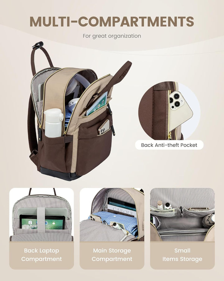 LOVEVOOK - Mochila de viaje para laptop de mujer, antirrobo, con pu...