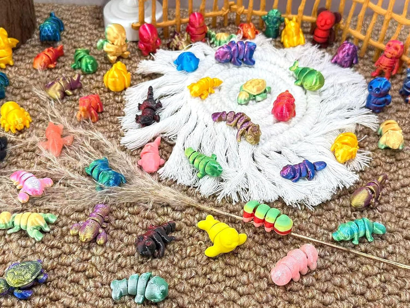 50 mini animales impresos al azar brillantes en 3D