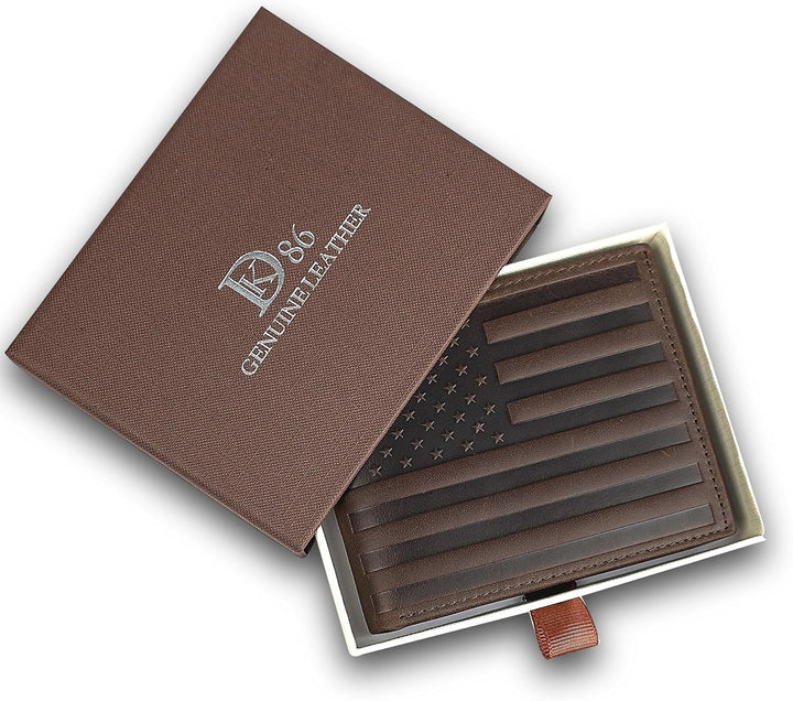 DK86 Billetera plegable de piel auténtica para hombre, bloqueo RFID...