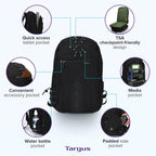 Targus Spruce EcoSmart - Mochila de viaje para laptop de 17 pulgadas, mochila de mano compatible con la TSA, bolsa para computadora portátil para trabajo y viajes, color negro (TBB019US)