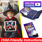 Kit de trucos de magia, 30 en 1, juego de magia para niños de 6, 7, 8, 9, 10, 11, 12, disfraz de mago para juego de simulación e instrucciones en video paso a paso para cada truco para principiantes, regalos de cumpleaños para niños
