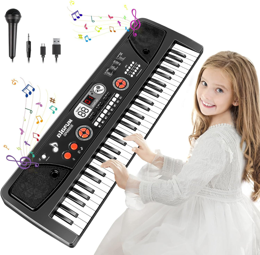 Piano de teclado para niños de 61 teclas con pantalla LED y micrófono