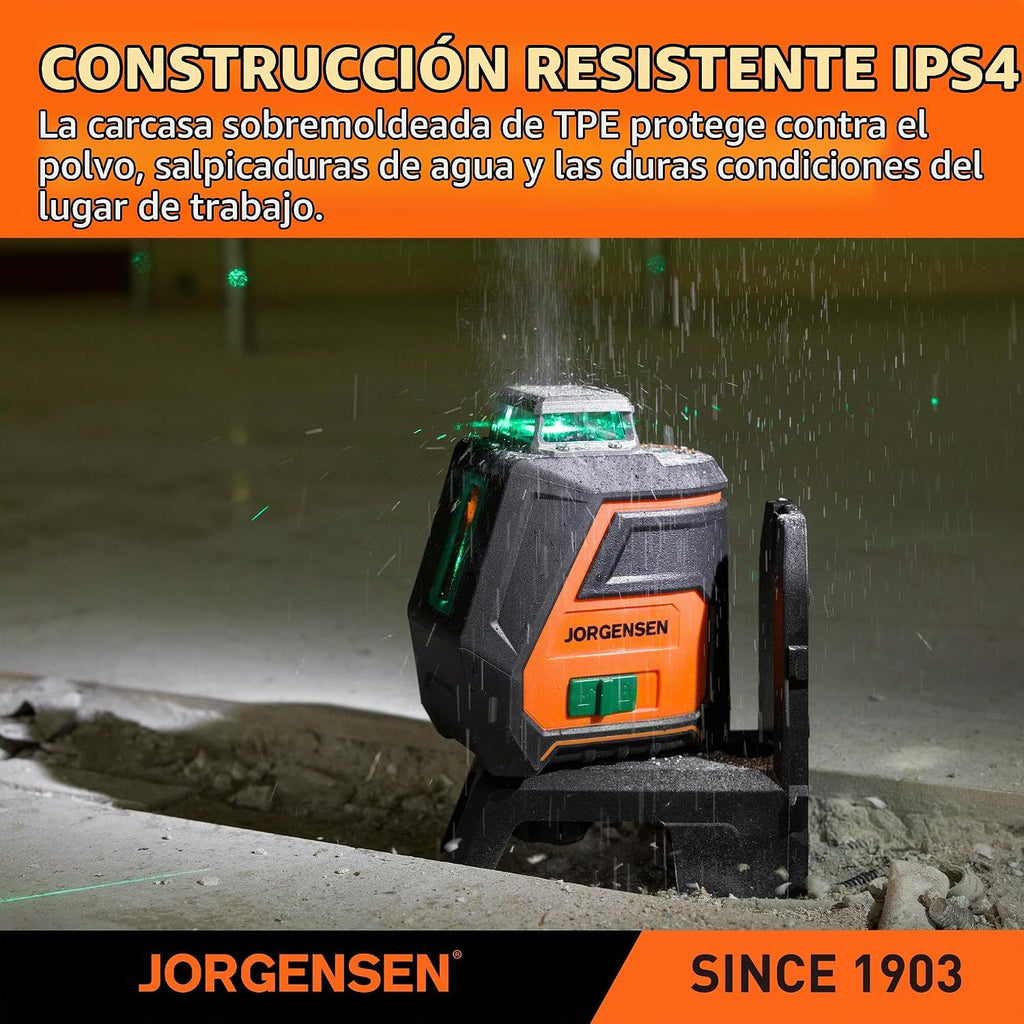 JORGENSEN Nivel láser de 360° con trípode, nivel láser recargable de 100 pies
