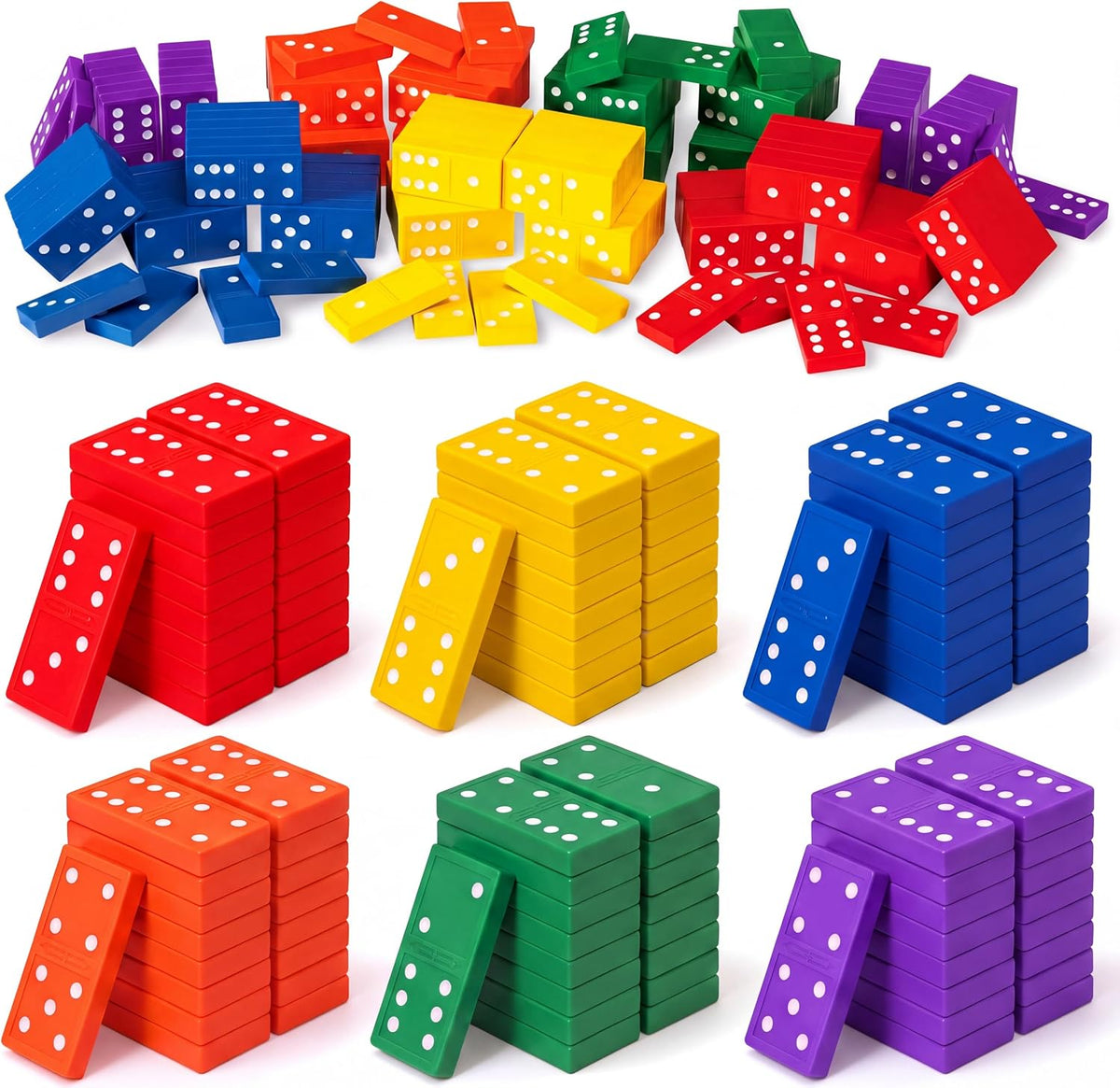 Blueweenly 24 juegos de dominó de madera a granel 28 azulejos doble 6