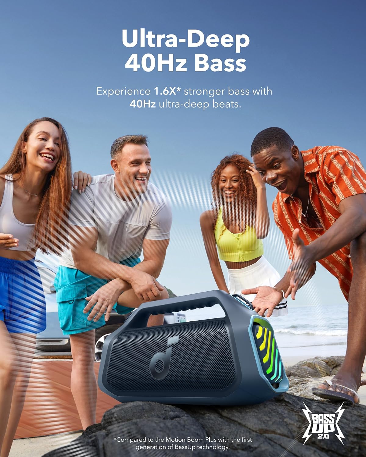 Soundcore Boom 2 Plus - Altavoz Bluetooth portátil de Anker, 140 W, IPX7