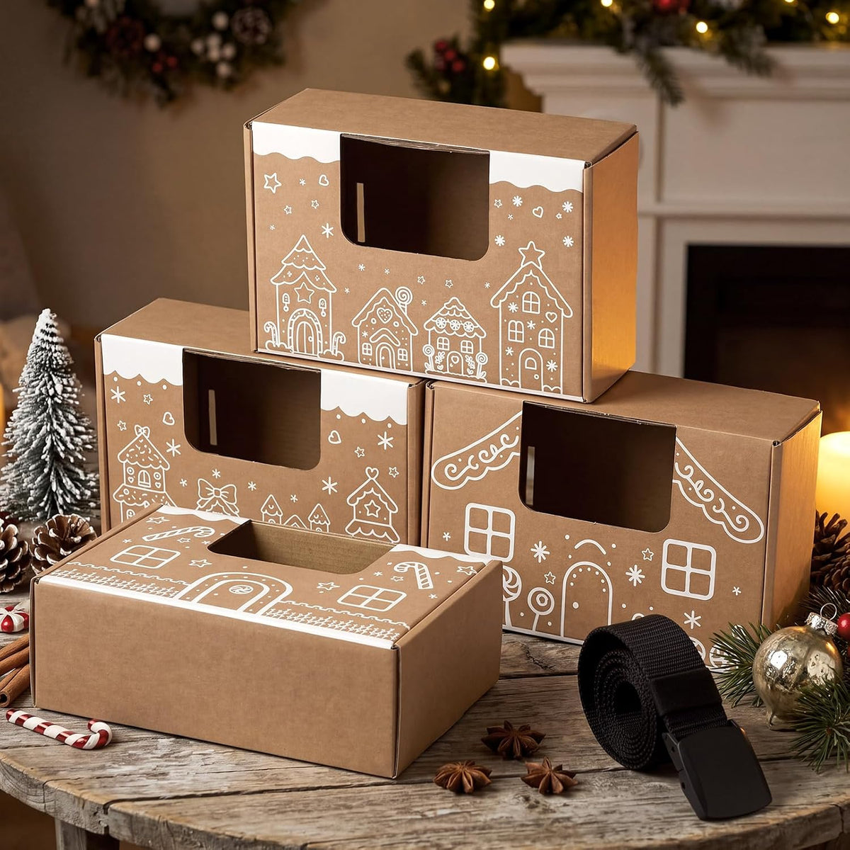 Halloscume Juego de 4 juegos de Navidad, juego de bolas de agitación, casa