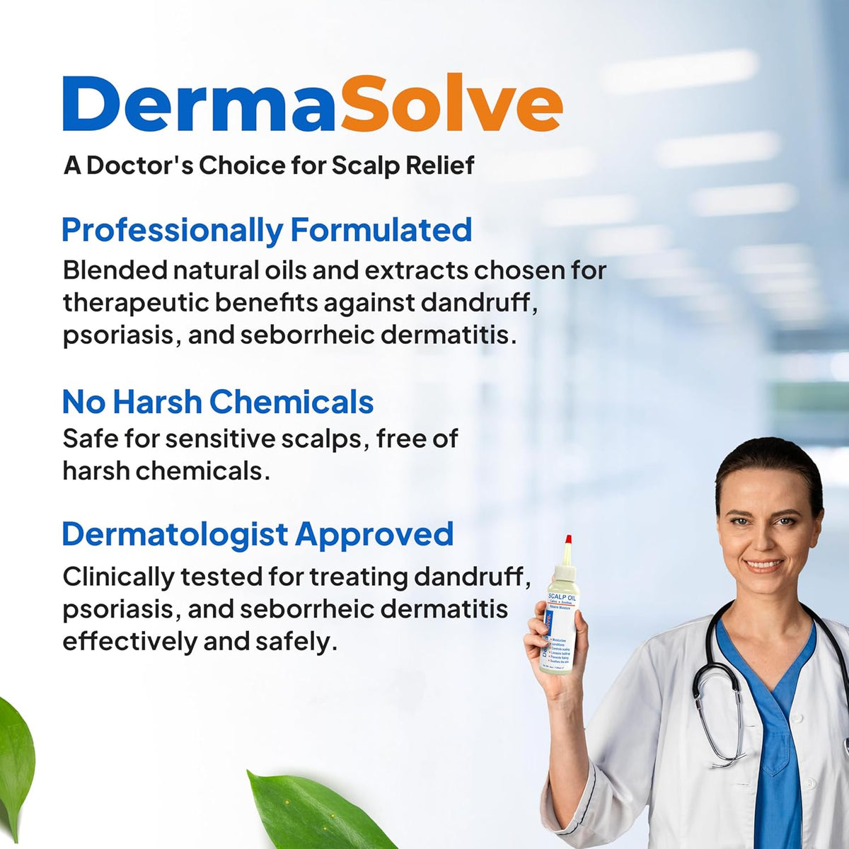 Dermasolve Aceite de psoriasis y caspa, aprobado por dermatólogos p...