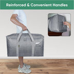 BALEINE Paquete de 8 bolsas de mudanza de gran tamaño con asas reforzadas, bolsa de almacenamiento resistente para ropa, suministros de mudanza (gris invierno, paquete de 8)