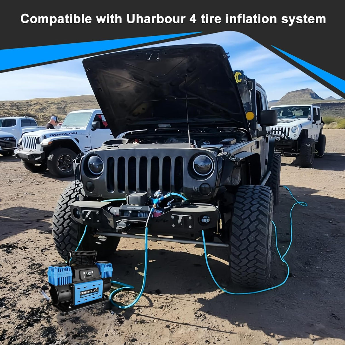 Uharbour Compresor de aire todoterreno de 12 V, compresor dual de p...