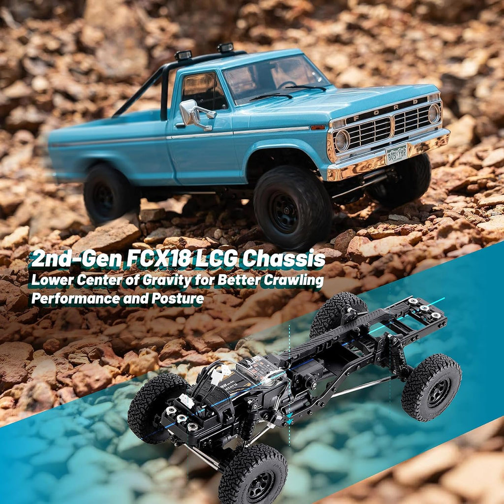 FMS 1/18 FCX18 II Ford F100 RC Rock Crawler, camiones todoterreno 4X4 para
