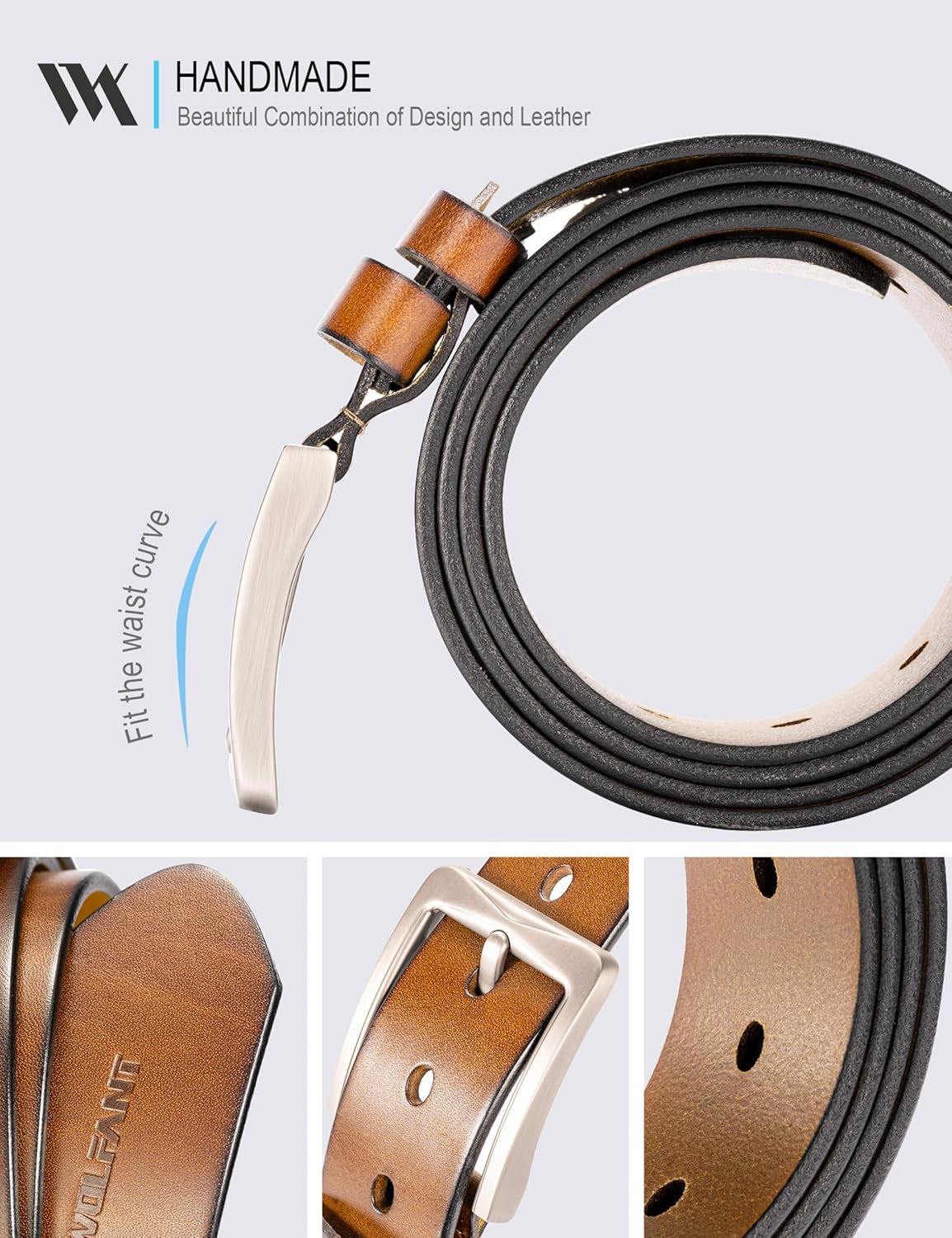 WOLFANT Cinturón de cuero de grano completo de 1.5 pulgadas para ho...
