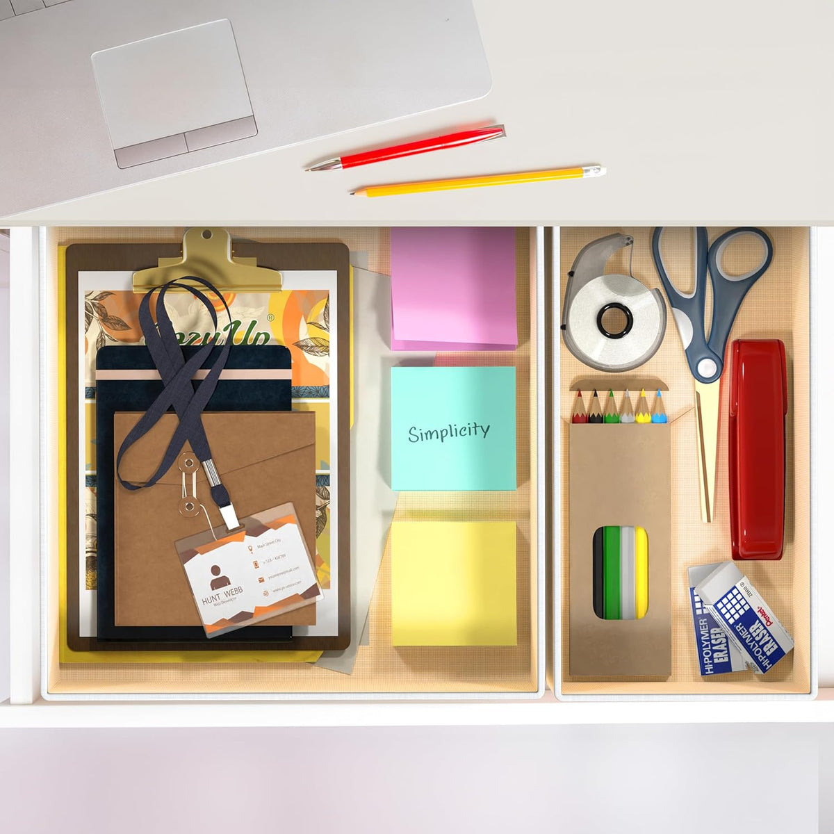 Simple Houseware Organizador de cajones plegables, juego de 12, color beige