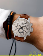 Reloj cronógrafo Invicta Rally S1 para hombre, de acero inoxidable, con correa de cuero marrón