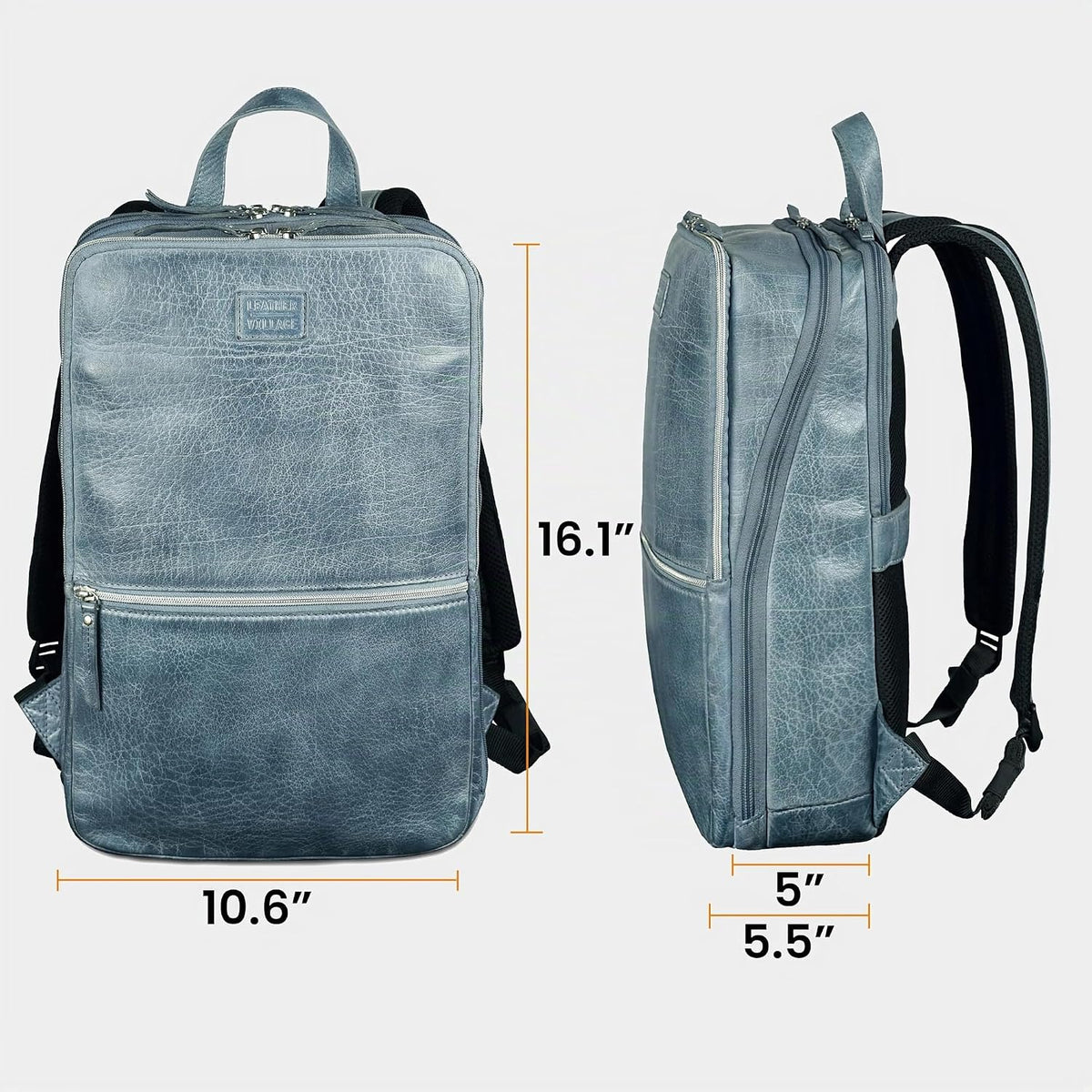 LEATHER VILLAGE Mochila de cuero para computadora portátil para hombres con correa de carretilla 16L Slim