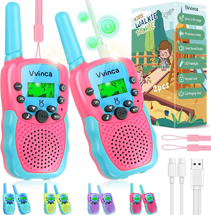 Vvinca Juguetes para niñas de 3 a 12 años, Walkie Talkies recargabl...