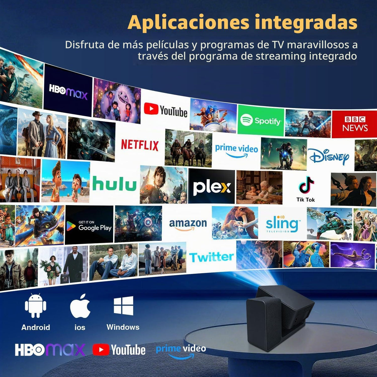 Proyector de karaoke 3 en 1 con altavoz, WiFi 1080P Bluetooth