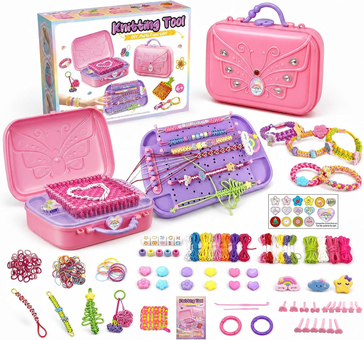 Kit de Pulseras de Amistad Multifuncional para Hacer con Telar de Tejeduría para Niñas de 6–12
