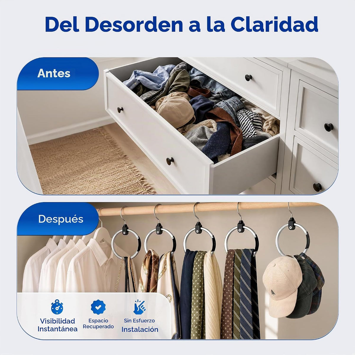 Perchas multiusos para armario, colgador de corbata y cinturón para armario, gran organizador de cinturón que ahorra espacio para armario, ideal para guardar cinturones, corbatas