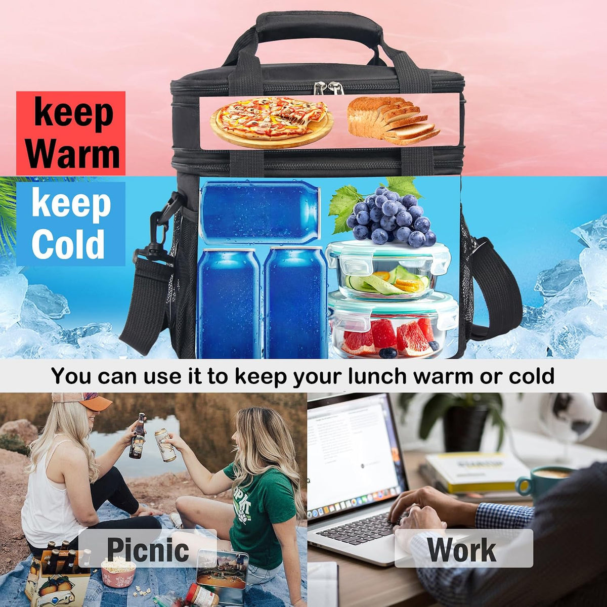 Lonchera táctica para hombres y mujeres, bolsa de almuerzo aislada